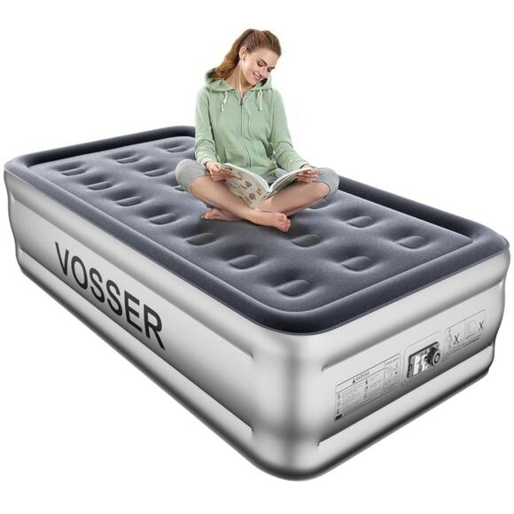 Twin Air Mattress with Built in Pump, Inflates 2 Minutes 18” Raised, 330LB Max - Picture 1 of 7